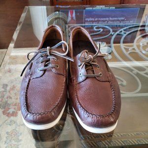Cole Haan Harpswell Brown Leather Lace Up Slip On Boat Loafer Shoes Men's US 11M